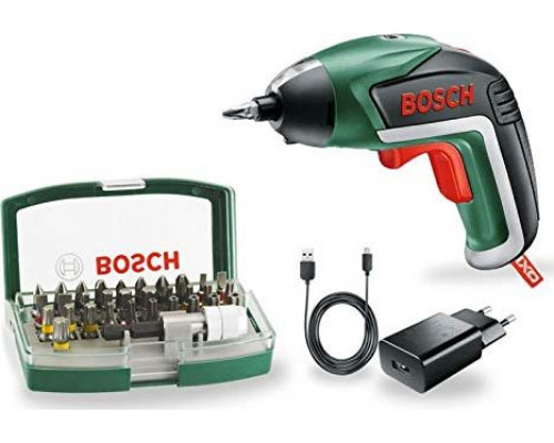 Bosch Bosch IXO cordless screwdriver V Basic, 3,6Volt (green / black, 1.5 Ah Li-Ion battery, 32-pc. Screwdriver bit set)