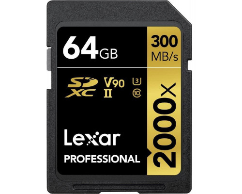 SD  Lexar Professional 2000x SDXC 64 GB Class 10 UHS-II/U3 V90 (LSD2000064G-BNNNG)