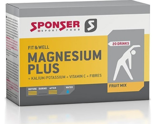 Sponser Magnijs SPONSER MAGNESIUM PLUS pulveris augļu mix (20 maisiņi x 6,5g)