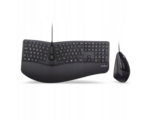 Perixx Perixx PERIDUO-505B, DE, wired USB ergonomic split keyboard and vertical mouse combo, black