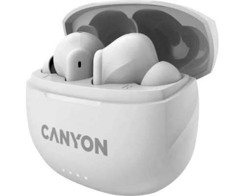 Canyon CANYON TWS-8, Bluetooth headset, with microphone, with ENC, BT V5.3 BT V5.3 JL 6976D4, Frequence Response:20Hz-20kHz, battery EarBud 40mAh*2+Charging Case 470mAh, type-C cable length 0.24m, Size: 59*48.8*25.5mm, 0.041kg, white