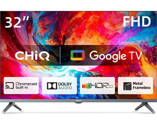 CHiQ CHiQ L32M8TG TV 32", FHD, smart, Google TV, dbx-tv, Dolby Audio, Frameless, stříbrná