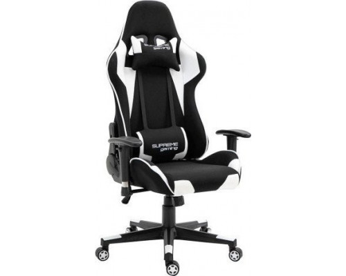 Zenga PlayMaker Gamingowy z Tkaniny, white/black, regulacja podłokietników i oparcia