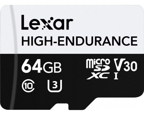 SD  Lexar High-Endurance MicroSDXC 64 GB Class 10 UHS-I/U3 V30 (LMSHGED064G-BCNNG)