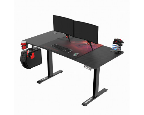 Gaming galds Ultradesk Level V2 RED Black 140 cmx68 cm Czerwona podkładka