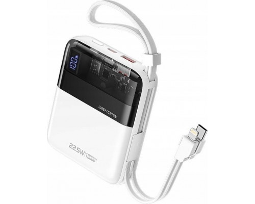 Wekome Power bank 10000 mAh Super Charging z wbudowanym kablem USB-C & Lightning PD 20W + QC 22.5W