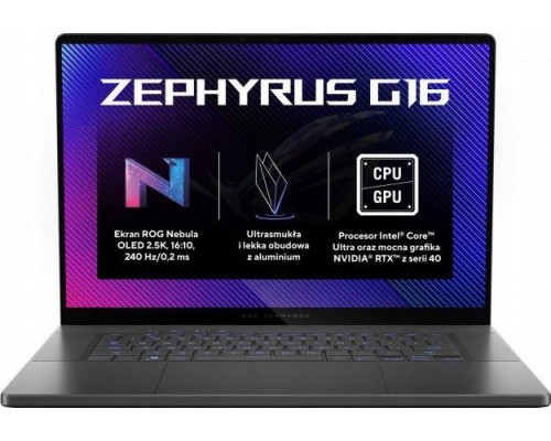 Laptop Asus Asus ROG Zephyrus G16 GU605MY-QR058X - Ultra 9-185H | 16"'-240Hz | OLED | 32GB | 2TB + 4TB | W11Pro | RTX4090