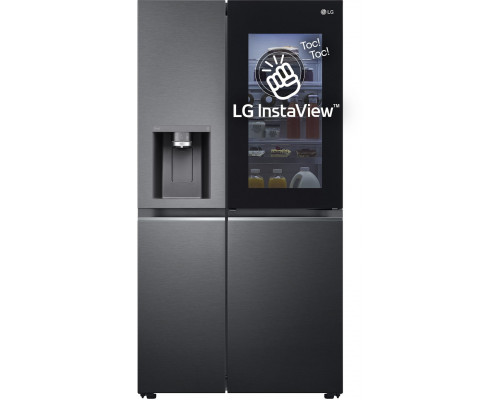LG InstaView ™ ThinQ™ GSXV91MCAE American Fridge Freezer Freestanding American door Black LED Touch LED