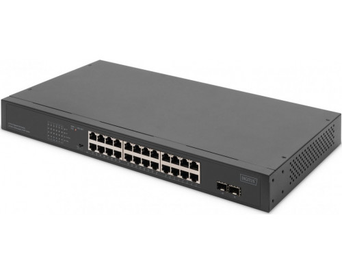Switch Digitus Digitus 24-port   Gigabit, 19-calowy, niezarządzalny, 2 porty Uplink, SFP