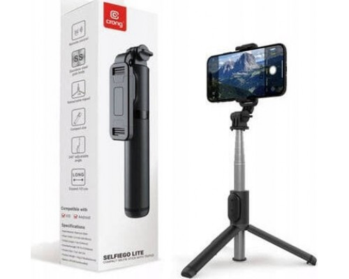 Selfie nūjiņa Crong SelfieGo Kompakta pašportreta nūjiņa Bluetooth tripods (20-101cm)