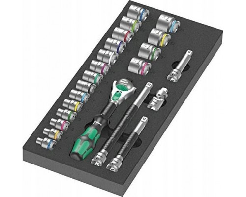 Wera Wera 9721 foam tray 8000 B Zyklop ratchet 3/8" set 1, 23 pieces, tool set (black/grey, ratchet and socket set, in foam tray for workshop trolley)