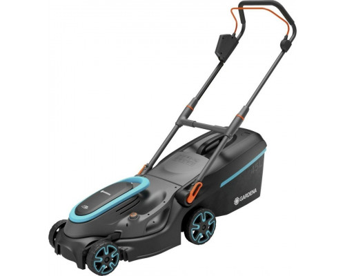 Gardena GARDENA Cordless Lawnmower PowerMax 37/36V P4A Ready-To-Use Set, 36V (2x18V) (black/grey, 2x Li-Ion battery 4.0Ah, POWER FOR ALL ALLIANCE)