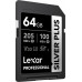 SD  Lexar Professional Silver Plus SDXC 64 GB Class 10 UHS-I/U3 V30 (LSDSIPL064G-BNNNG)