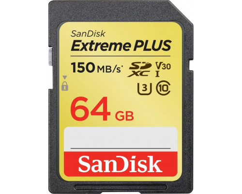 SD  SanDisk Extreme Plus SDXC 64 GB Class 10 UHS-I/U3 V30 (SDSDXW2-064G-GNCIN)