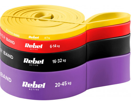 Rebel Gumiju komplekts - Power Band PLs-2, 4-45 kg, 4 gumijasijas,  REBEL ACTIVE