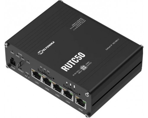 Teltonika Teltonika RUTC50 router bezprzewodowy Gigabit Ethernet Dual-band (2.4 GHz/5 GHz) 5G Czarny