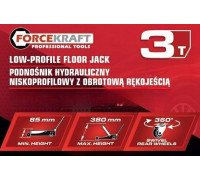 Forcekraft Lift hydraulic low profile frog 3t z obrotową rączką