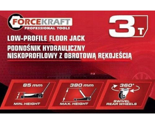 Forcekraft Lift hydraulic low profile frog 3t z obrotową rączką