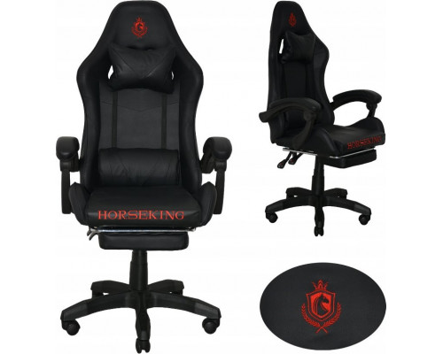 FOTEL GAMINGOWY OBROTOWY Black DAMING Z PODNKIEM KRZESO KUBEKOWY