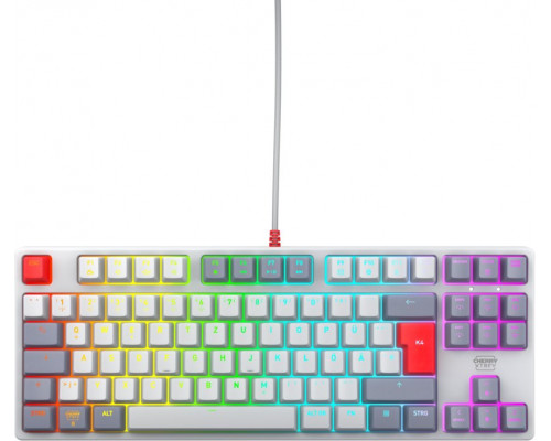 CHERRY XTRFY K4V2 - Retro Edition - Tastatur - RGB - 80% - TKL - Hintergrundbeleuchtung - USB - QWERTZ - Deutsch - Tastenschalter: CHERRY MX2A Red - Grau
