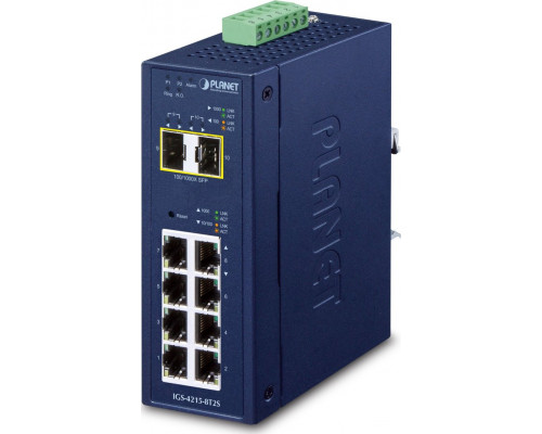 PLANET IP30 Industrial L2/L4 8-Port  L2/L4 Gigabit Ethernet (10/100/1000) Blue