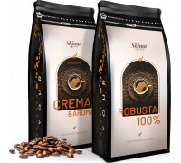 SkimaCoffee Zestaw 1kgX2 CREMA&AROMA/ROBUSTA 100% Świeżo Palona do ekspresu