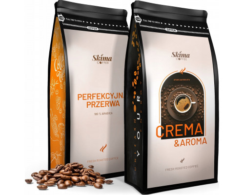 SkimaCoffee Zestaw 1kgX2 CREMA&AROMA/PERFEKCYJNA PRZERWA Świeżo Palona do ekspresu