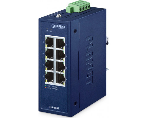 PLANET IP30 Compact size 8-Port IGS-800T   Gigabit Ethernet (10/100/1000) Blue