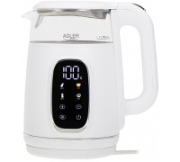 Adler elektryczny szklany LED z regulacją temperatury 1,7L AD1305 White/Silver