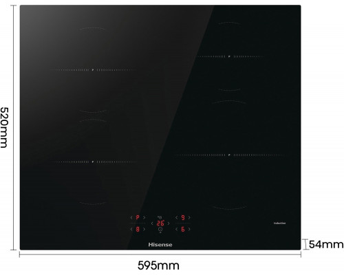 Hisense  platums 59.5 cm  bez ramja  melna - Iebuvejama indukcijas plits virsma
