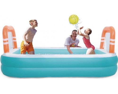 BASEN DMUCHANY RODZINNY PROSTOKĄTNY 2- PIERŚCIENIOWY Z BRAMKAMI 258x170x50CM 51471