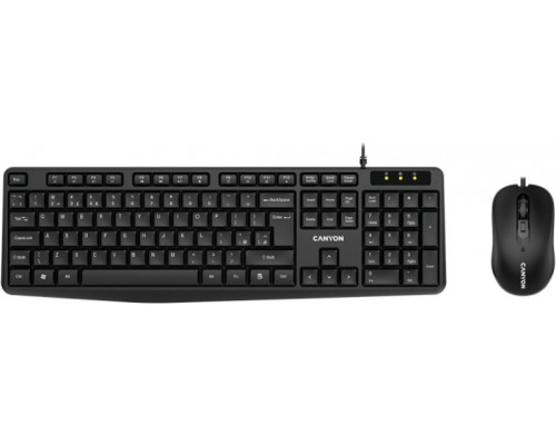 Canyon CNE-CSET1-RU Kombo Komplekts Klaviatūra un Pele 1000DPI USB Melns (ENG / RUS)