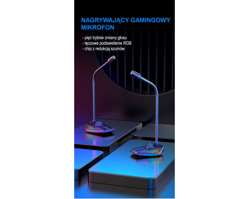 MIKROFON GAMINGOWY RGB DO KOMPUTERA LAPTOPA LED