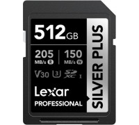 SD  Lexar Professional Silver Plus SDXC 512 GB Class 10 UHS-I/U3 V30 (LSDSIPL512G-BNNNG)