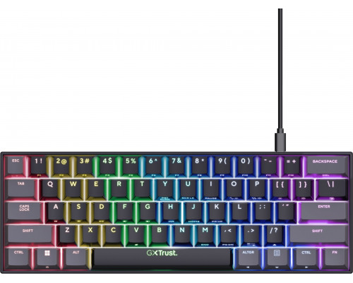 Trust GXT 867 Acira, Wired, USB, Mechanical, QWERTY, RGB LED, Black, Grey