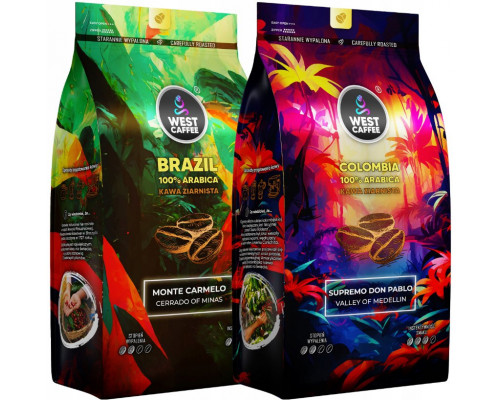 West Caffee Kawa Ziarnista 2KG Brazylia + Kolumbia