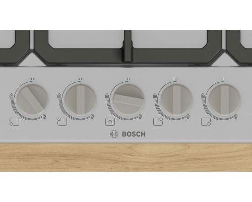 Bosch Serie 4 PGQ7B5K90 płyta kuchenna Stal nierdzewna Wbudowany 75 cm Gaz 5 stref(y)