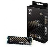 SSD MSI SPATIUM M450 500GB M.2 PCIe Gen4 NVMe 3D NAND Rašymo greitis 2300 MBytes/sec Skaitymo greitis 3600 MBytes/sec 2.15mm TBW 300 TB MTBF 1500000 hours S78-440K380-P83