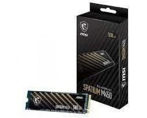 SSD MSI SPATIUM M450 500GB M.2 PCIe Gen4 NVMe 3D NAND Rašymo greitis 2300 MBytes/sec Skaitymo greitis 3600 MBytes/sec 2.15mm TBW 300 TB MTBF 1500000 hours S78-440K380-P83