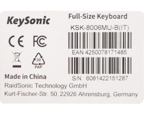 KeySonic 60814 Full-Size USB Tastatur