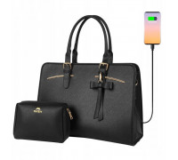 Damska torebka na laptopa z kosmetyczką 15.6'' Matein 1310 Czarna USB