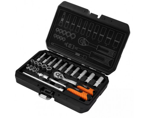 Zestaw kluczy nasadowych 1/4", 23 szt., satynowy 10-231