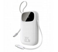 Baseus EnerFill FC31 20000mAh 22.5W ar displeju cyfrowym i 2 wbudowanymi kablami (USB-C + Lightning) - biały