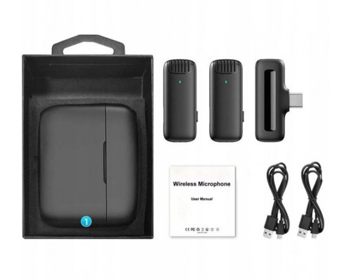 2X MIKROFON KRAWATOWY BEZPRZEWODOWY USB-C + ETUI