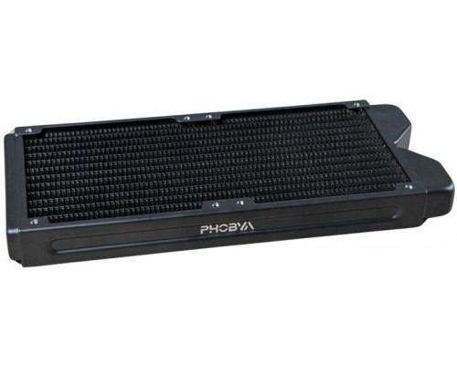 Phobya R27-S240 Radiator, 240 mm Radiator, 18 FPI, Kupferlamellen, 2x G1/4-Zoll-Anschlüsse – schwarz
