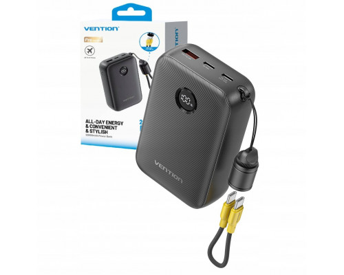 Vention 20000mAh 2 x USB-C 1x USB-A ar displeju 22.5W black