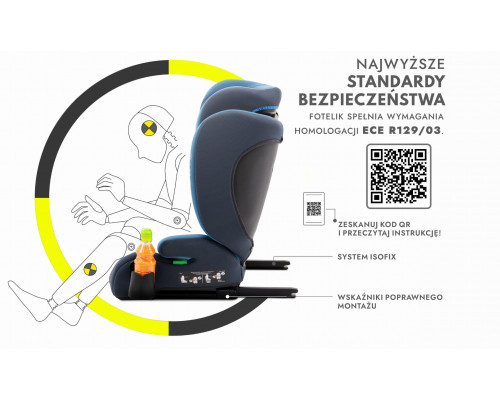 NICOLO FOTELIK SAMOCHODOWY PODSTAWKA 2w1 I SIZE 100-150 CM R129 ISOFIX