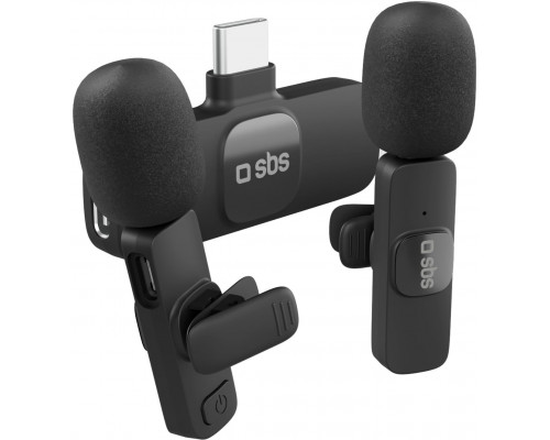 Mikrofony krawatowe SBS z odbiornikiem USB-C 2szt. - czarne