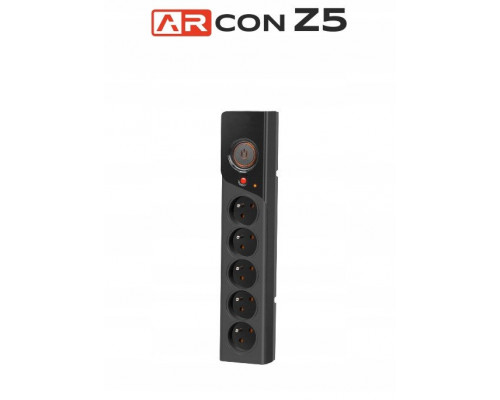 Arcon Z5 Black Surge Protector Power Strip, 5 Outlets, 5m Cable