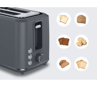 AENO 2-slice toaster TS1, 1000W, 7 toasting stages, extra toasting, grey